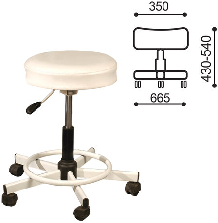 Кресло РС12, без спинки, без подлокотников, кожзам, белое, РС01.00.12 б/сп