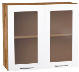 Шкаф верхний со стеклом с 2 створками Кухня Валерия ШВС 800 (глянец)