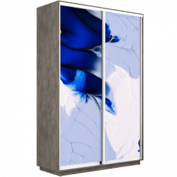 Шкаф-купе Экспресс 2-х дверный (Фото №1010 Абстракция бело-голубая) Венге