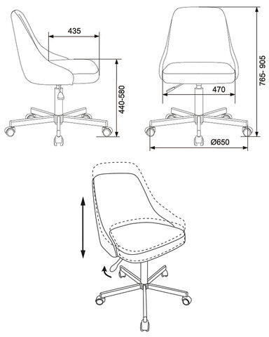 Кресло CH-340M, пятилучие металлическое, ткань, темно-серое, 1398204
