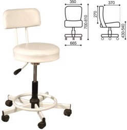 Кресло РС12, без подлокотников, кожзам, белое, РС01.00.12-210-