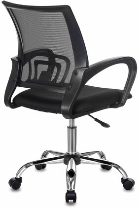 Кресло BRABIX &quot;Fly MG-396&quot;, с подлокотниками, сетка, хром, черное, 532086