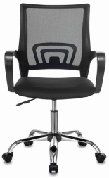 Кресло BRABIX &quot;Fly MG-396&quot;, с подлокотниками, сетка, хром, черное, 532086