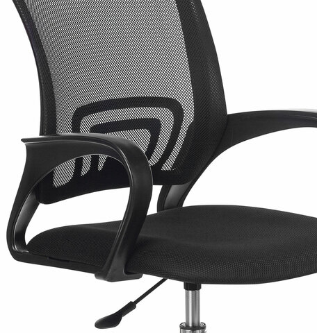 Кресло BRABIX &quot;Fly MG-396&quot;, с подлокотниками, сетка, хром, черное, 532086