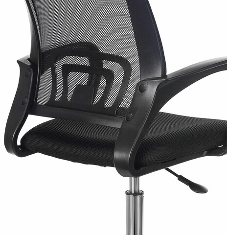 Кресло BRABIX &quot;Fly MG-396&quot;, с подлокотниками, сетка, хром, черное, 532086