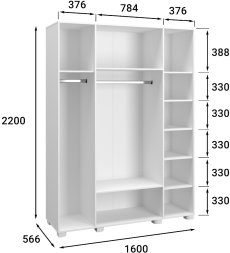 Шкаф «Монблан» МБ-25К комбинированный белое дерево