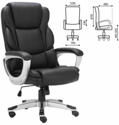 Кресло офисное BRABIX PREMIUM "Rest EX-555", пружинный блок, экокожа, черное, 531938