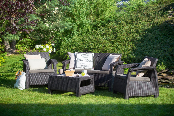 Комплект садовой мебели из ротанга Корфу сет (Corfu set) графит