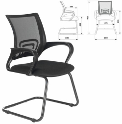 Кресло для приемных и переговорных BRABIX &quot;Fly CF-100&quot;, черное, 532087