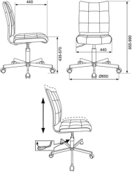 Кресло CH-330M, без подлокотников, пятилучие серебристое, ткань, голубое с рисунком, 1624532