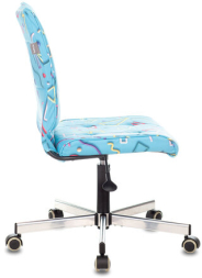 Кресло CH-330M, без подлокотников, пятилучие серебристое, ткань, голубое с рисунком, 1624532