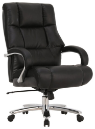 Кресло офисное BRABIX PREMIUM &quot;Bomer HD-007&quot;, НАГРУЗКА до 250 кг, рециклированная кожа, хром, черное, 531939