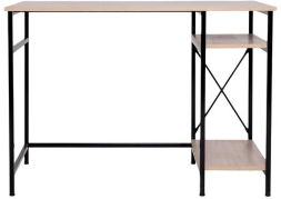 Стол BRABIX "SMART CD-018", 1100х600х765 мм, ЛОФТ, 2 полки, металл/ЛДСП ясень шимо светлый, каркас черный, 641945