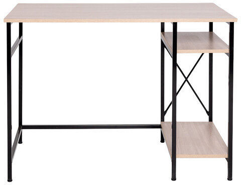 Стол BRABIX &quot;SMART CD-018&quot;, 1100х600х765 мм, ЛОФТ, 2 полки, металл/ЛДСП ясень шимо светлый, каркас черный, 641945