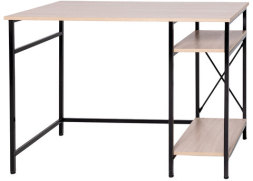 Стол BRABIX "SMART CD-018", 1100х600х765 мм, ЛОФТ, 2 полки, металл/ЛДСП ясень шимо светлый, каркас черный, 641945