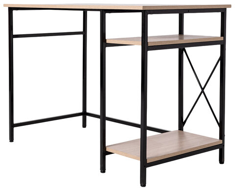 Стол BRABIX &quot;SMART CD-018&quot;, 1100х600х765 мм, ЛОФТ, 2 полки, металл/ЛДСП ясень шимо светлый, каркас черный, 641945