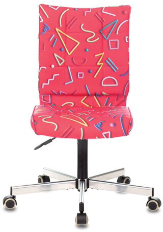 Кресло CH-330M, без подлокотников, пятилучие серебристое, ткань, красное с рисунком, 1624531