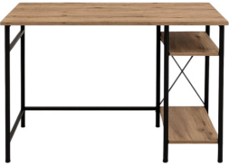 Стол BRABIX "SMART CD-018", 1100х600х765 мм, ЛОФТ, 2 полки, металл/ЛДСП бунратти, каркас черный, 641946