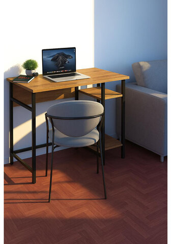 Стол BRABIX &quot;SMART CD-018&quot;, 1100х600х765 мм, ЛОФТ, 2 полки, металл/ЛДСП бунратти, каркас черный, 641946