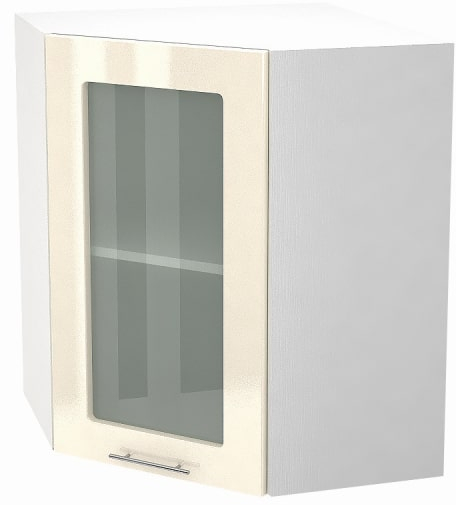 Шкаф верхний угловой со стеклом с 1 створкой Кухня Валерия ШВУС 590 (глянец)