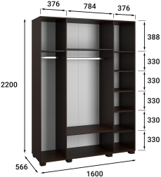 Шкаф «Монблан» МБ-25К с зеркалом венге