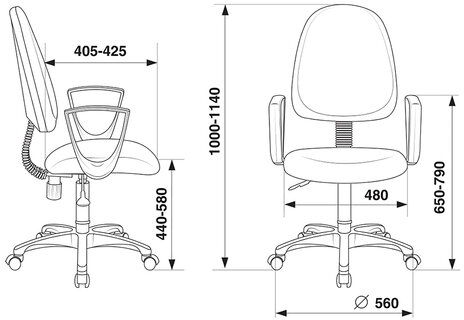 Кресло CH-1300N &quot;Престиж+&quot;, с подлокотниками, ткань, серое, 1215476