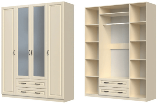 Шкаф ШР-4 платье и бельё с зеркалом Кантри (Лак)