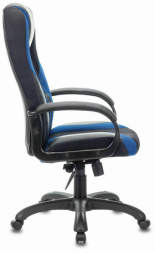 Кресло компьютерное BRABIX PREMIUM &quot;Rapid GM-102&quot;, НАГРУЗКА 180 кг, экокожа/ткань, черное/синее, 532106