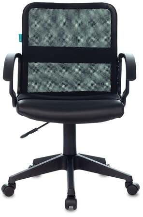 Кресло CH-590, с подлокотниками, сетка/экокожа, черное, 472003