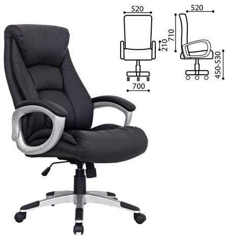 Кресло из натуральной кожи BRABIX &quot;Grand EX-500&quot;, черное, 530861