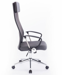 Кресло офисное BRABIX &quot;Flight R EX-541&quot;, хром, ткань TW, сетка, черное/серое, 532518