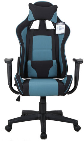 Кресло компьютерное BRABIX &quot;GT Racer GM-100&quot;, две подушки, ткань, черное/голубое, 531818