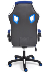 Кресло PILOT кож/зам/ткань, черный перфорированный/св.серый/синий, 36-6/06/TW-14/3D синий