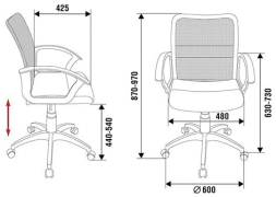 Кресло CH-590SL, с подлокотниками, хром, сетка/экокожа, черное, 479974