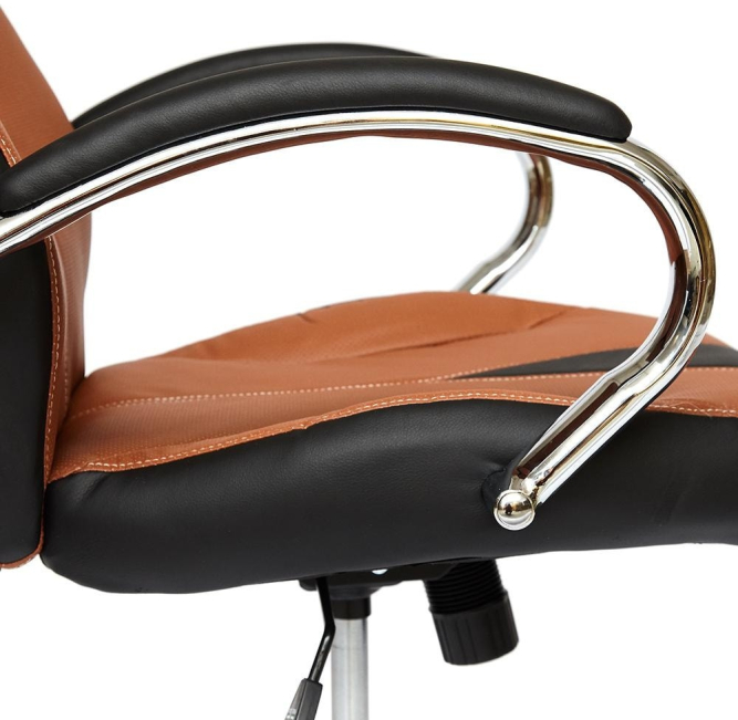 Кресло GLOSS хром кож/зам, коричневый/черный, 57