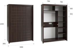 Шкаф-купе Изабель ИЗ-60К орех темный