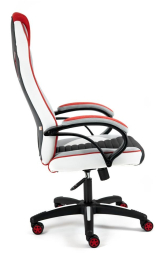 Кресло PILOT кож/зам/ткань, черный перфорированный/св.серый/красный, 36-6/06/TW-14/3D красный
