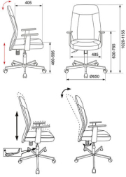 Кресло CH-606, с подлокотниками, ткань/экокожа, черное, 1110367