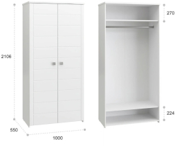 Шкаф для одежды Изабель ИЗ-61К белое дерево