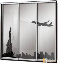 Шкаф купе 3х дв Пескоструй фон матовый № 43