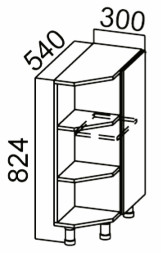 Стол рабочий С300тп (540) (торцевой с полками) Модерн Нью
