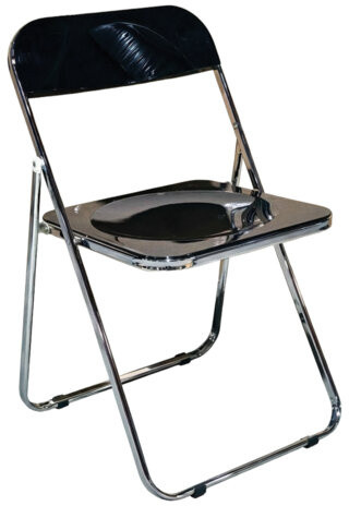 Стул складной глянцевый черный BRABIX "Style CF-015", хромированный каркас, пластик, 533248
