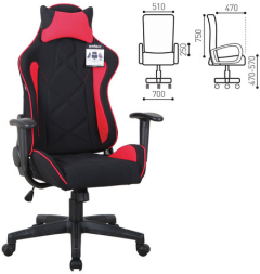 Кресло компьютерное BRABIX &quot;GT Racer GM-101&quot;, подушка, ткань, черное/красное, 531820