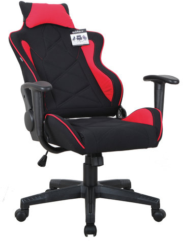 Кресло компьютерное BRABIX &quot;GT Racer GM-101&quot;, подушка, ткань, черное/красное, 531820