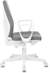 Кресло CH-W545, с подлокотниками, пластик белый, ткань, серое, 1409522