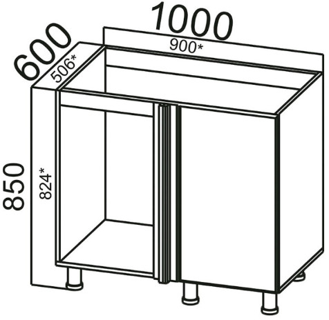Стол-рабочий М1000у(400) (угловой под мойку) Стайл