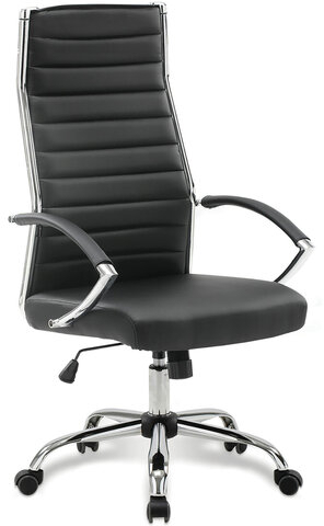 Кресло офисное BRABIX &quot;Style EX-528&quot;, экокожа, хром, черное, 531947