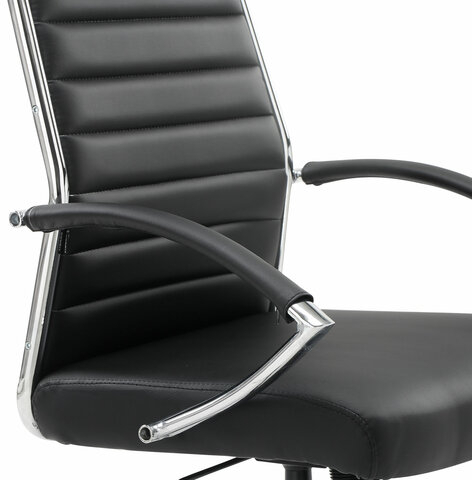 Кресло офисное BRABIX &quot;Style EX-528&quot;, экокожа, хром, черное, 531947