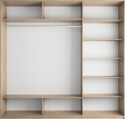 Шкаф-купе Прайм 3-х дверный (Стекло белое/Зеркало/Стекло белое) Крафт табачный