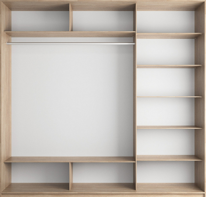 Шкаф-купе Прайм 3-х дверный (Стекло белое/Зеркало/Стекло белое) Крафт табачный